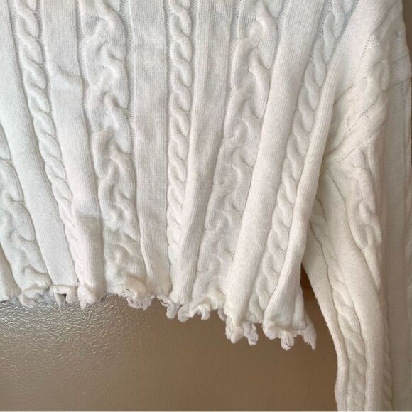 Superdown Adelita Crop Sweater Ivory white raw edge pullover top Revolve S NWT - Picture 11 of 12